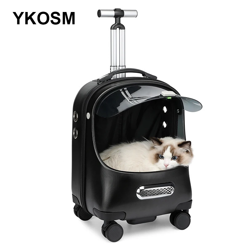 Portable Pet Troller Backpack Space Capsule Trolley Case For Cat Dog Outdoor Pet Carrier Backpack Puppy Breathable Pet Travel