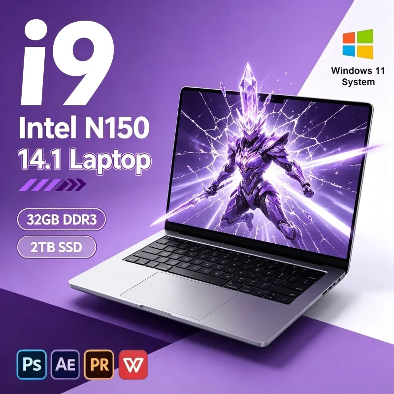 New Hot Pick 2026 14.1" Ultra Slim Laptop Intel N150 16/32GB 2TB SSD Win11 Portable Work PC