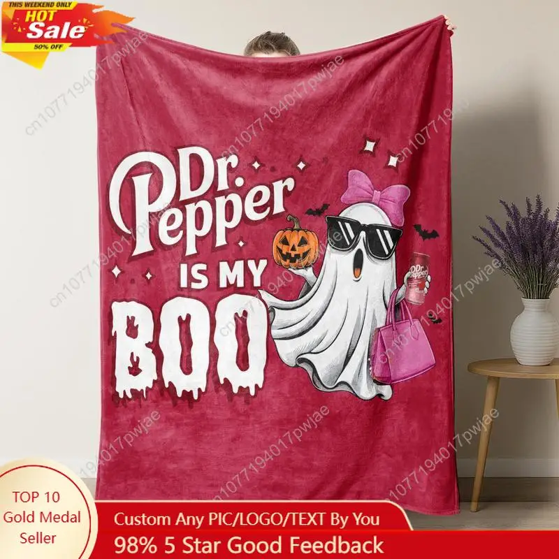 

Classic Halloween Dr.pepper Blanket - Soft Warm " Flannel Throw Custom Blankets