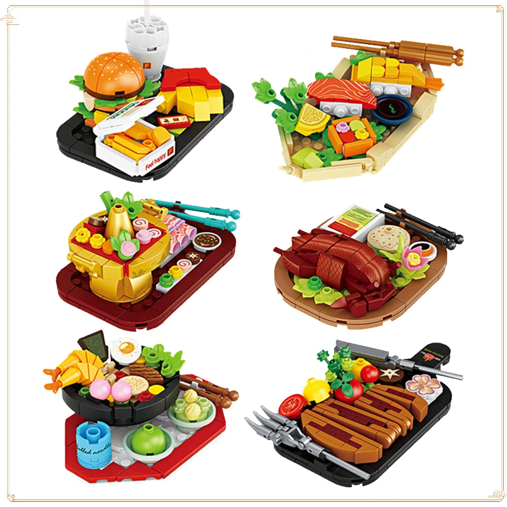 

Mini Model Series Gourmet Set Meal Mini Musical Instrument Cute Pet Animals Children's Assembled Building Block Toys Event Gift