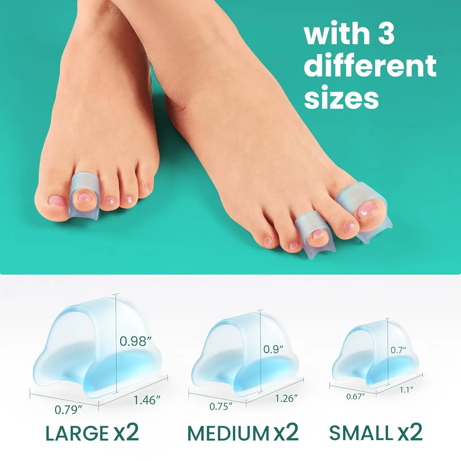3Sizes Hammer Toe Straightener Gel Hammertoe Corrector Curled Crooked Bent and Claw Toes Lift Toe Tip Toe Cushion Foot Care Tool