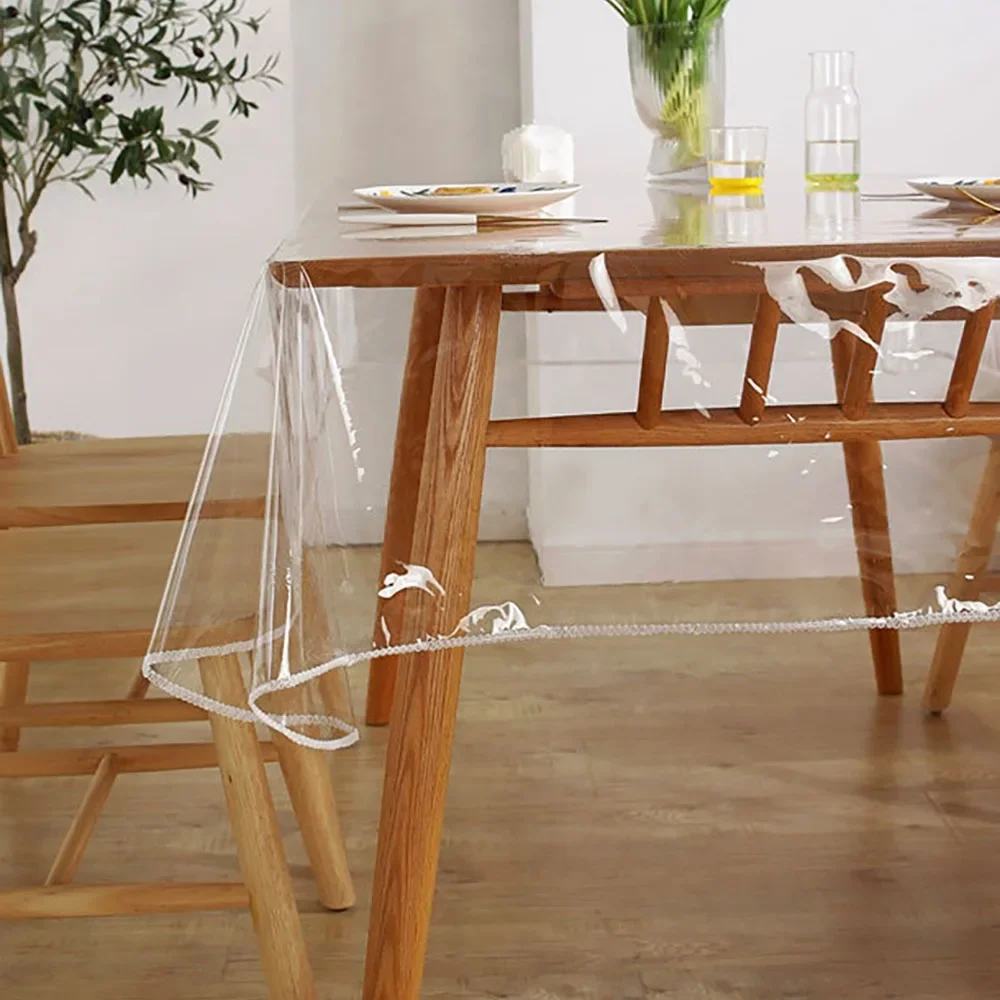 PVC Transparent Waterproof Table Cloth Oil Resistant 0.13mm Rectangle TV Cabinet Cover for Table Decoration Accessories