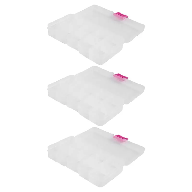3Pcs 10 Grid Electronic Component Parts Kits Plastic Storage Box Case-B61B