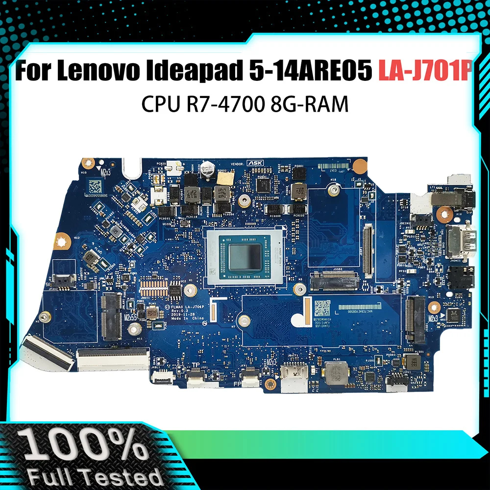 Computer Mainboard For Lenovo Ideapad 5-14ARE05 LA-J701P Laptop Motherboard With AMD R7-4700 CPU 8G-RAM,100% test OK