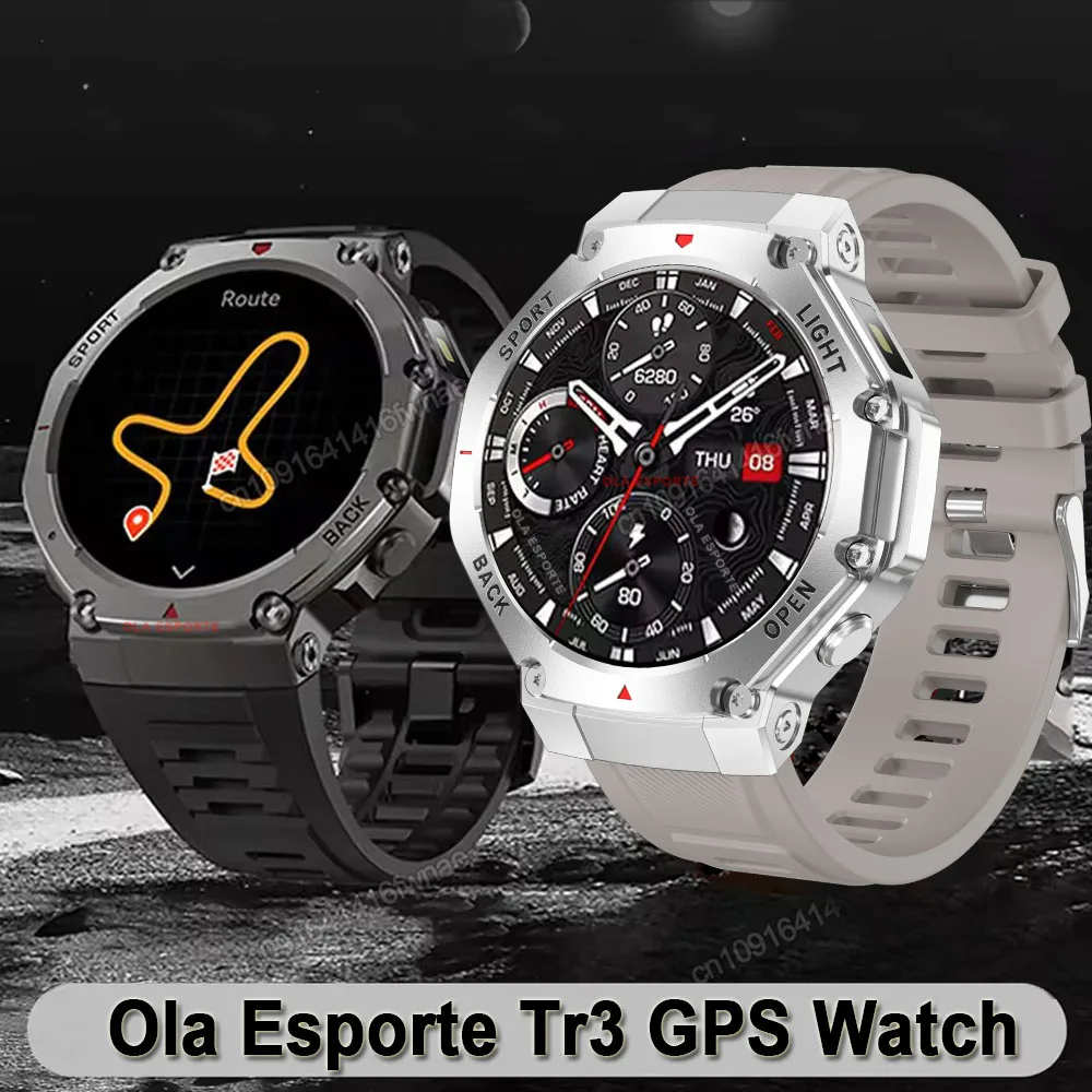 

Уличные водонепроницаемые Смарт-часы TR3 с GPS, 5 АТМ, встроенный двухдиапазонный GNSS компас фонарик, военные спортивные Смарт-часы для мужчин, новинка 2025