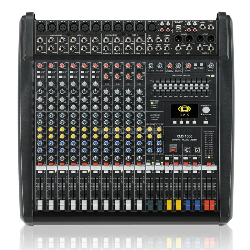 Imagem -05 - Console de Mistura Profissional com 10 Canais Fantasma Mixer de Áudio Console de Som dj Live Show Performance de Palco Cms10003 48v