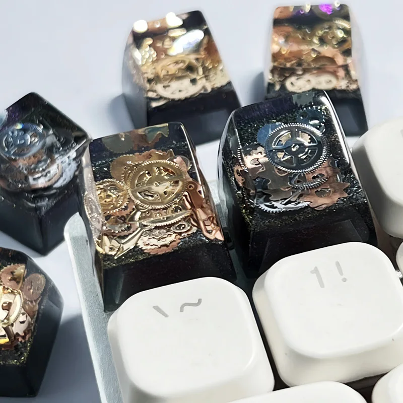 

SA R1 Profile Black Gold Time Resin Keycaps Personalized Handmade Single for MX Mechanical Keyboard