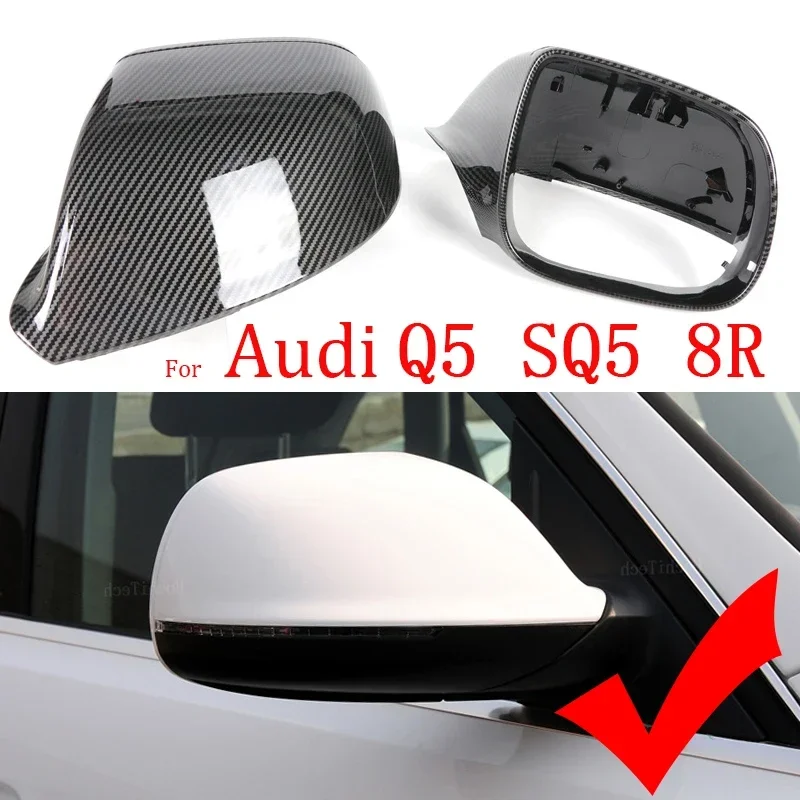 

Carbon Fiber Glossy Black Replacement Rearview Side Mirror Covers Cap For Audi Q5 SQ5 08-17 8R Q7 4L 10-15 without Lane Assist