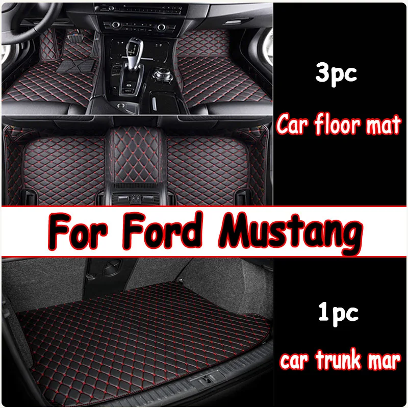 Car floor&Trunk mats for Ford Mustang 2015-2022 16 17 18 19 20 21 Custom foot Pads automobile carpet cover interior accessories