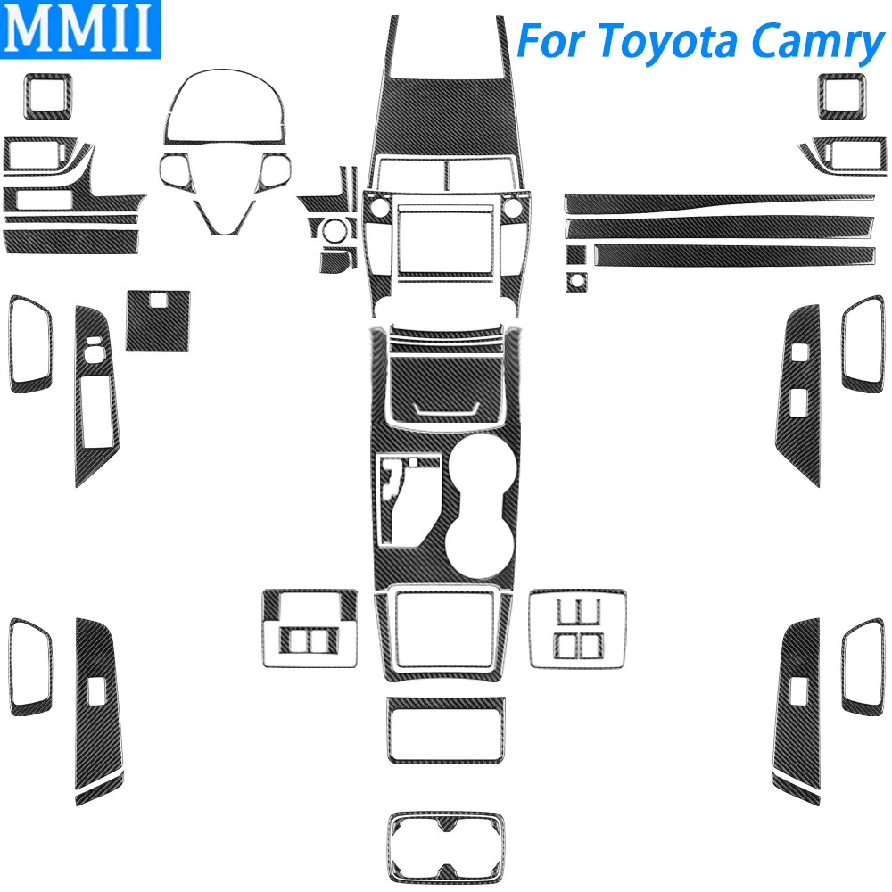 

For Toyota Camry 2015-2017 Accessories Carbon Fiber Gear Shift Air Outlet Window Lift Panel Set Car Interior Decoration Sticker