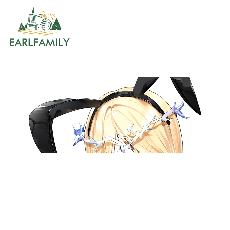 EARLFAMILY Bunny Wuthering Waves Cartethyia Motorcycle Stickers Ears Skateboard Decal DIY Waterpro PVC Rearview Mirror Fish Boat