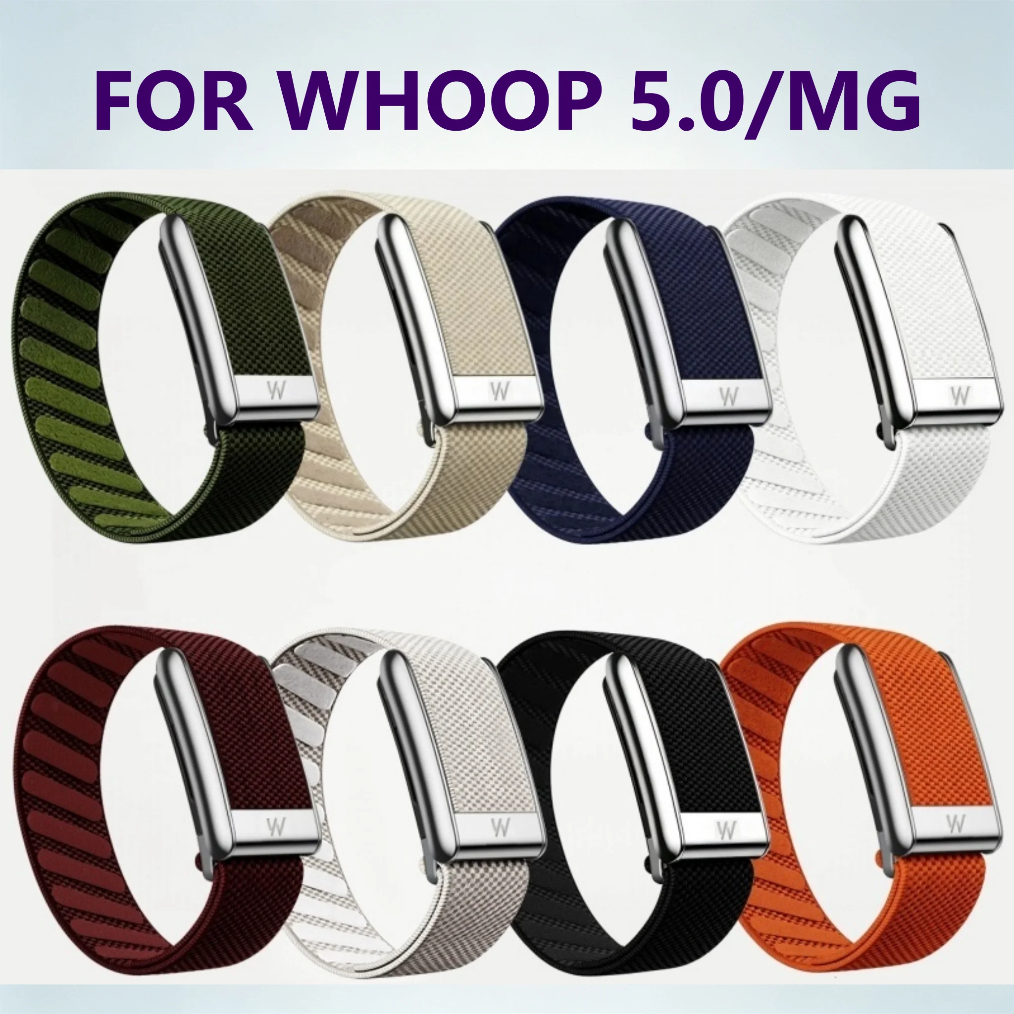 For Whoop 5.0/MG Woven Nylon Elastic Wristband With Silver Metal Buckle Anti Slip Texture Multi Color Replacement Sports Strap