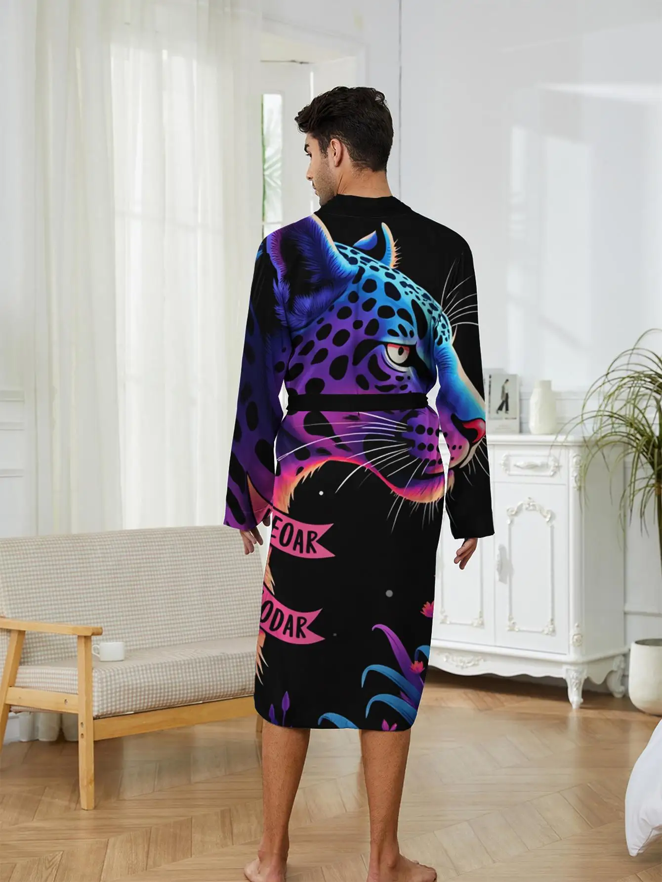 

1pc Men'S Robes 2026 Spring/Summer Long Nightgown Bath Robe 3D Printed Polyester Men'S Bathrobe Graphic Sleepwear Shower Robe