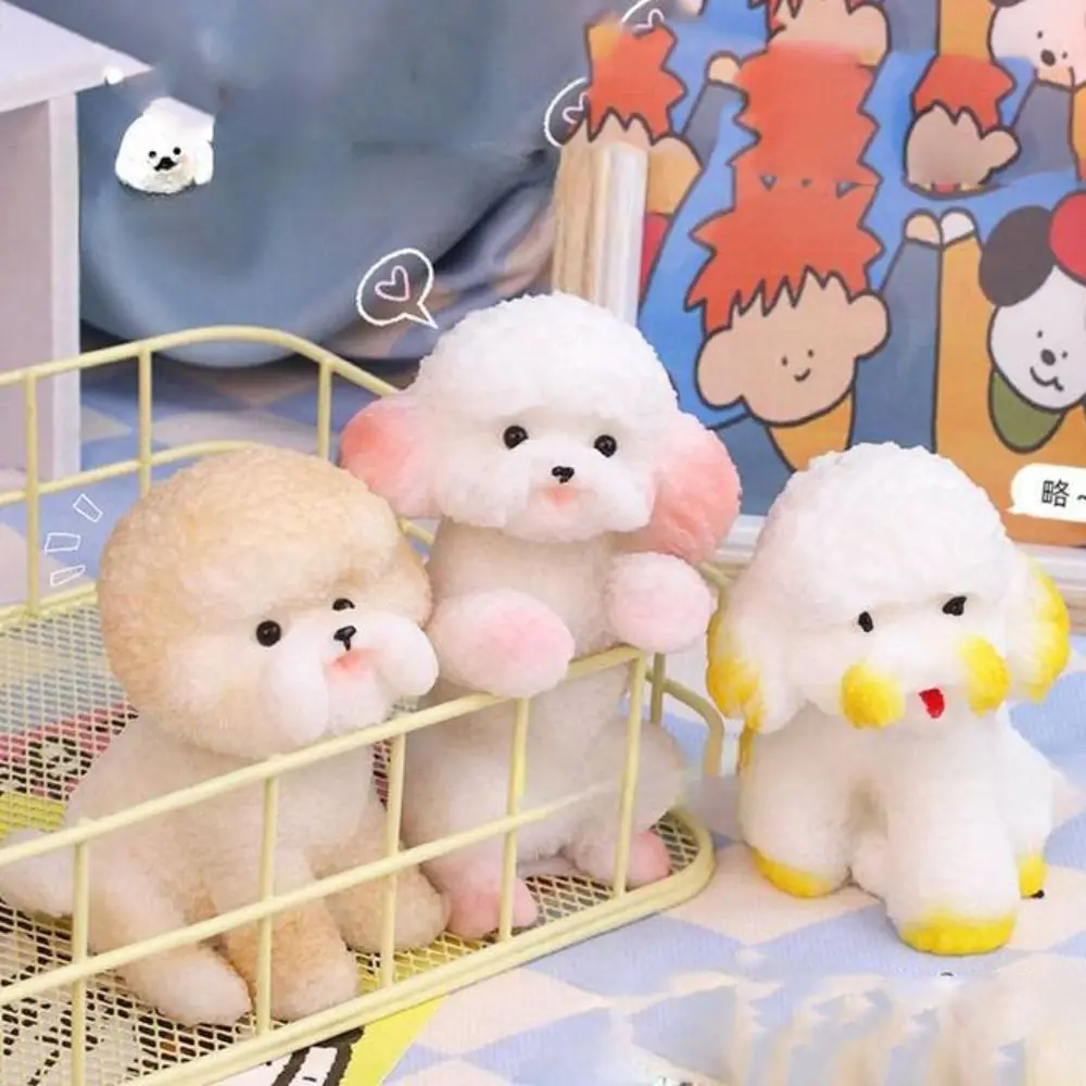 Slow Rebound Schnauzer Doll Squeeze Animal Colorful Simulation Dog Squeeze Toys Mini Cartoon Dog Fidget Sensory Toys