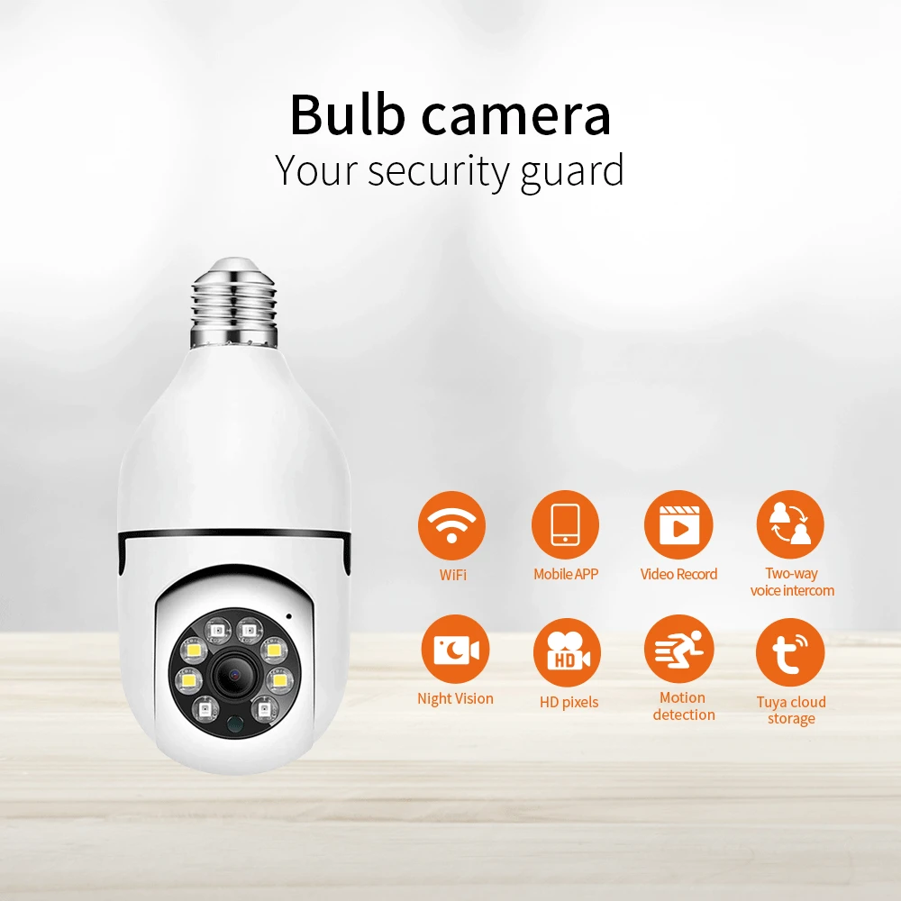 Telecamera IP da 2mp WiFi Tuya Smart Home telecamera a bulbo per interni rilevamento umano protezione di sicurezza Wireless CCTV sorveglianza remota