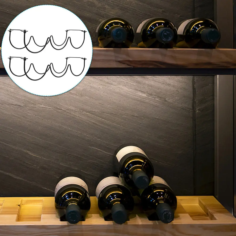 1Pcs Sturdy Iron Wine Hanging Rack Under Cabinet Grooved Design for Bottles Cans Jars Efficient Storage Wine Bottle Holder