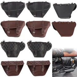 Motorcycle Saddlebag Luggage Storage Leather Tool Side Bags Universal Waterproof