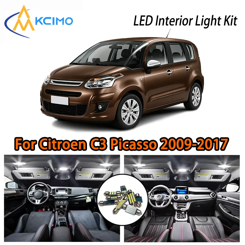 

Высококачественные светодиодные внутренние светильники для Citroen C3 Picasso 2009-2017, два цвета, простая установка, декоративное освещение