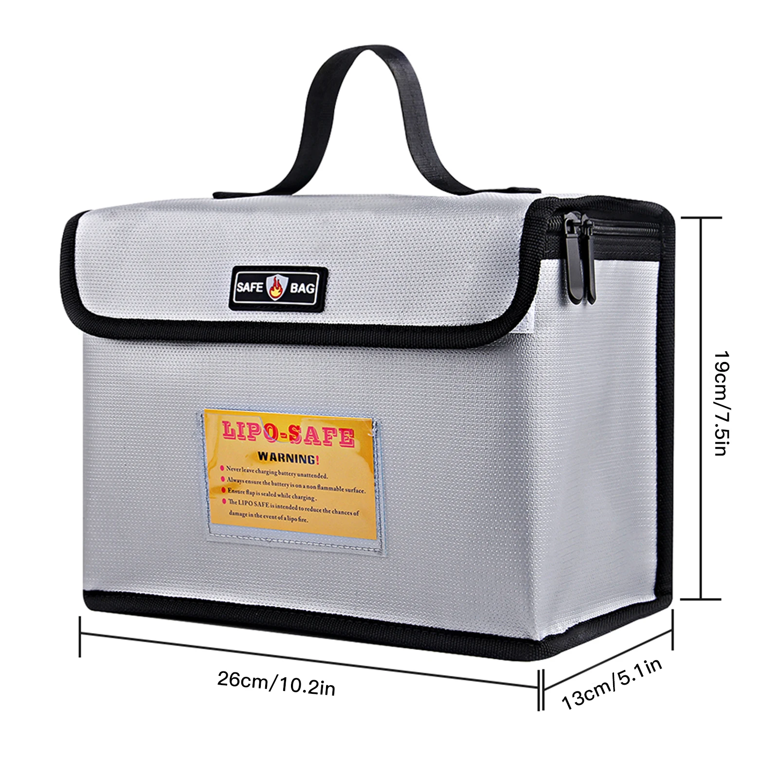 Fireproof Explosionproof Lipo Battery Guard Safe Bag Large Storage Space for Battery Storage Charging with Double Metal Zipper