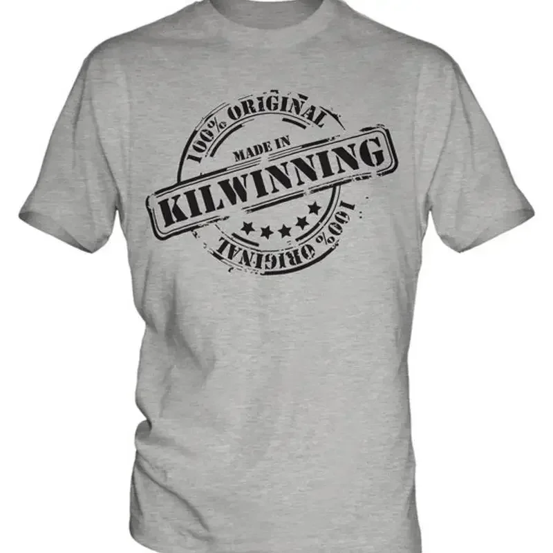 HERGESTELLT IN KILWINNING HERREN-T-SHIRT GESCHENK WEIHNACHTEN GEBURTSTAG 18. 30. 40. 50. 60.