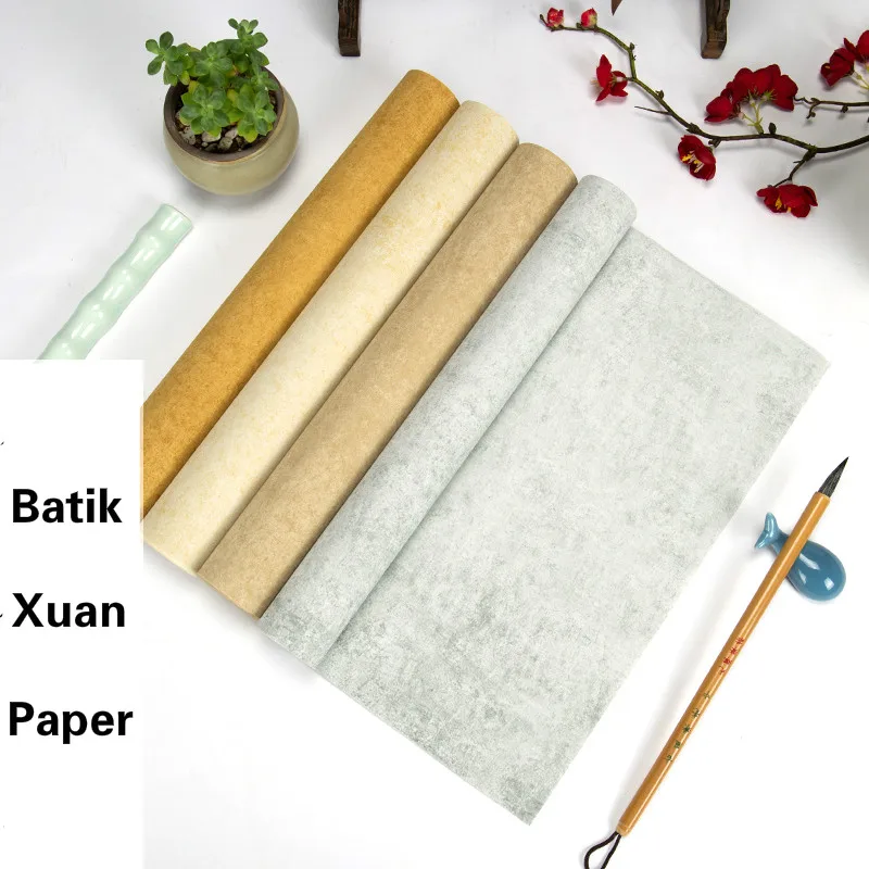 Blank Batik Half-Ripe Xuan Paper Brush Pen Calligraphy Creation Works Rice Paper Official Script Running Script Writing Papier