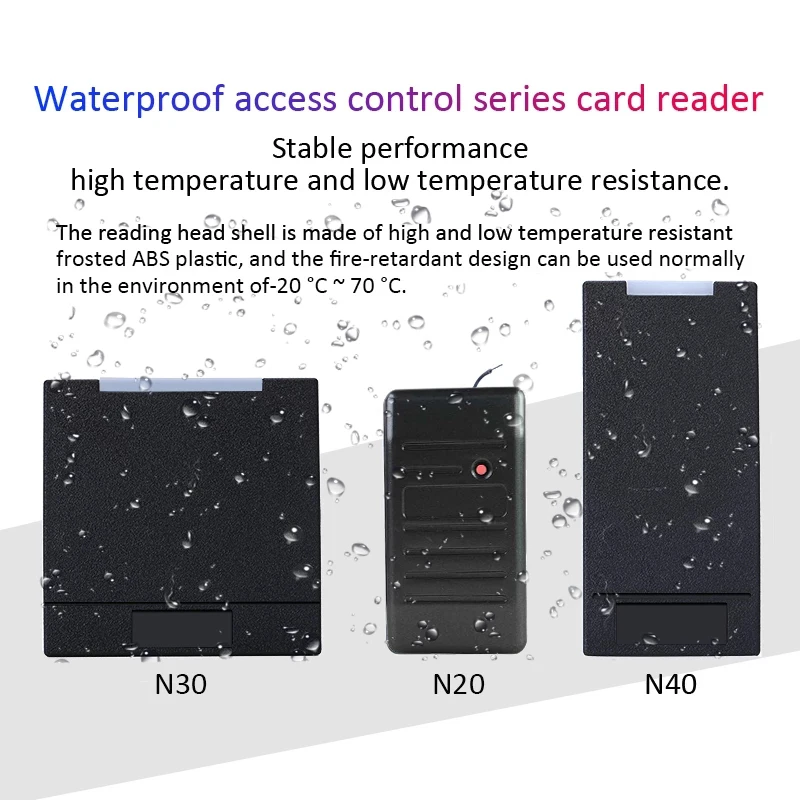 Access control card reader ID / H-ID EM12.5KHZ access control reader RS232 / 485,WG26 / 34 waterproof card reader