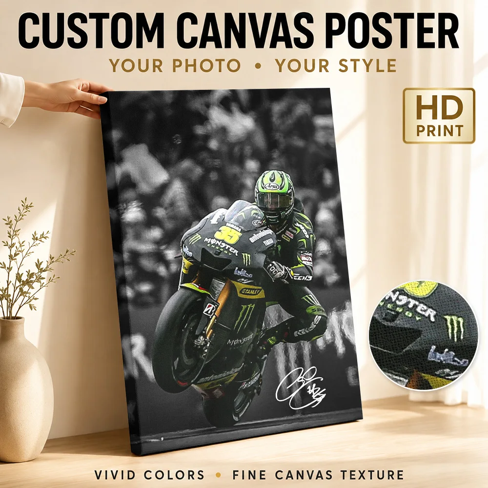 Картина на холсте с изображением Кэла Кратчлоу в MotoGP, персонализированный современный эстетичный декор для гостиной и спальни, готов к установке.
