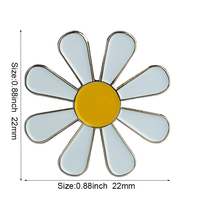White Daisy  Badge Flag Metal Lapel Pin Flag Pin Badge