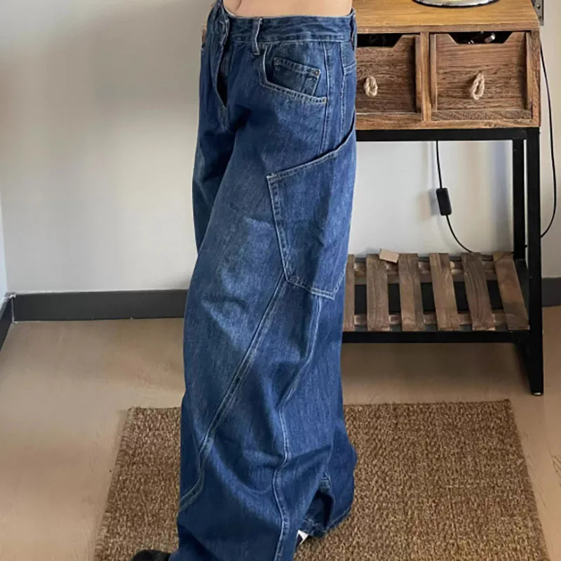 

Женские широкие джинсы Свободные брюки с высокой талией на осень и зиму Винтажные универсальные джинсовые брюки в американском стиле