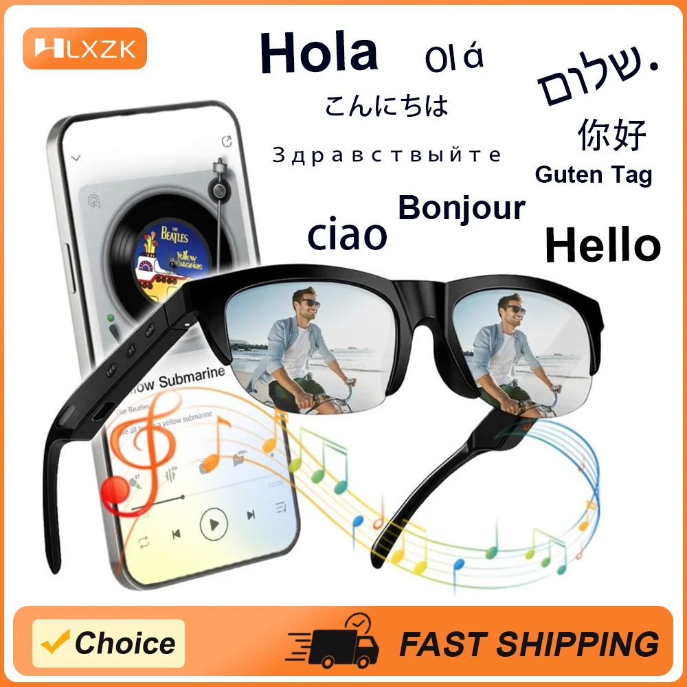 

1 шт., умные очки, беспроводные наушники для перевода и музыки, солнцезащитные очки для занятий спортом на открытом воздухе, Bluetooth-аудиоочки с защитой от ультрафиолета