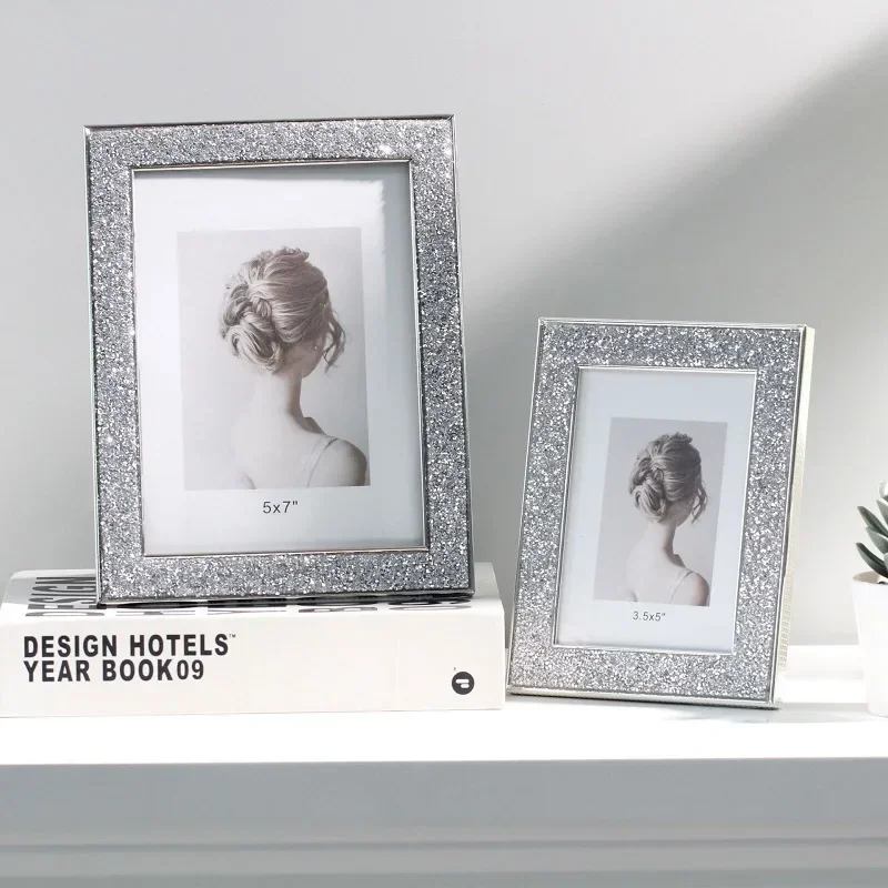 Elegant Minimalist Crystal Metal Photo Frame, Home Decor, Wedding Picture Frame Stand, Premium Quality