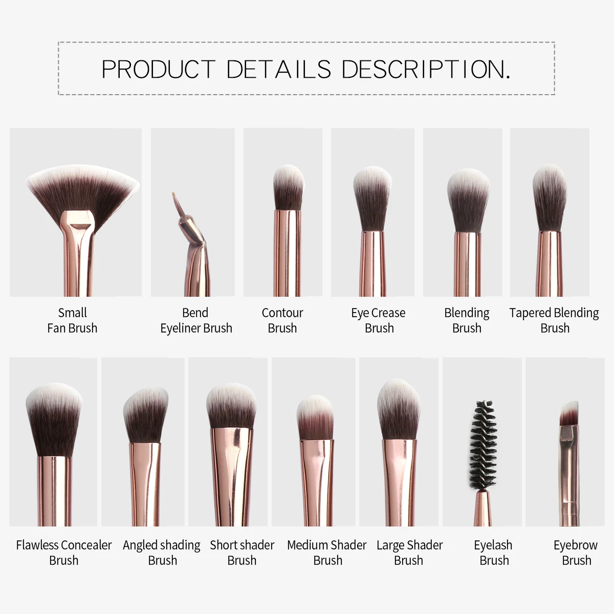 Ensembles de pinceaux de maquillage pour les yeux, 12 pièces, outils de maquillage, brosse pour ombre à paupières, correcteur, brosse de mélange, brosse à lèvres pour maquillage, beauté pour débutant