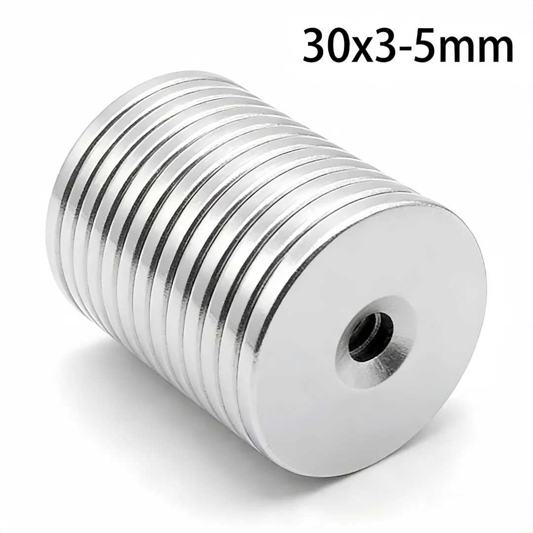 30x3-5mm Strong Round Magnets 30*3 mm Hole 5mm Powerful Magnet 30mmx3mm-5mm For Home Refrigerators, Offices DIY 30*3-5mm