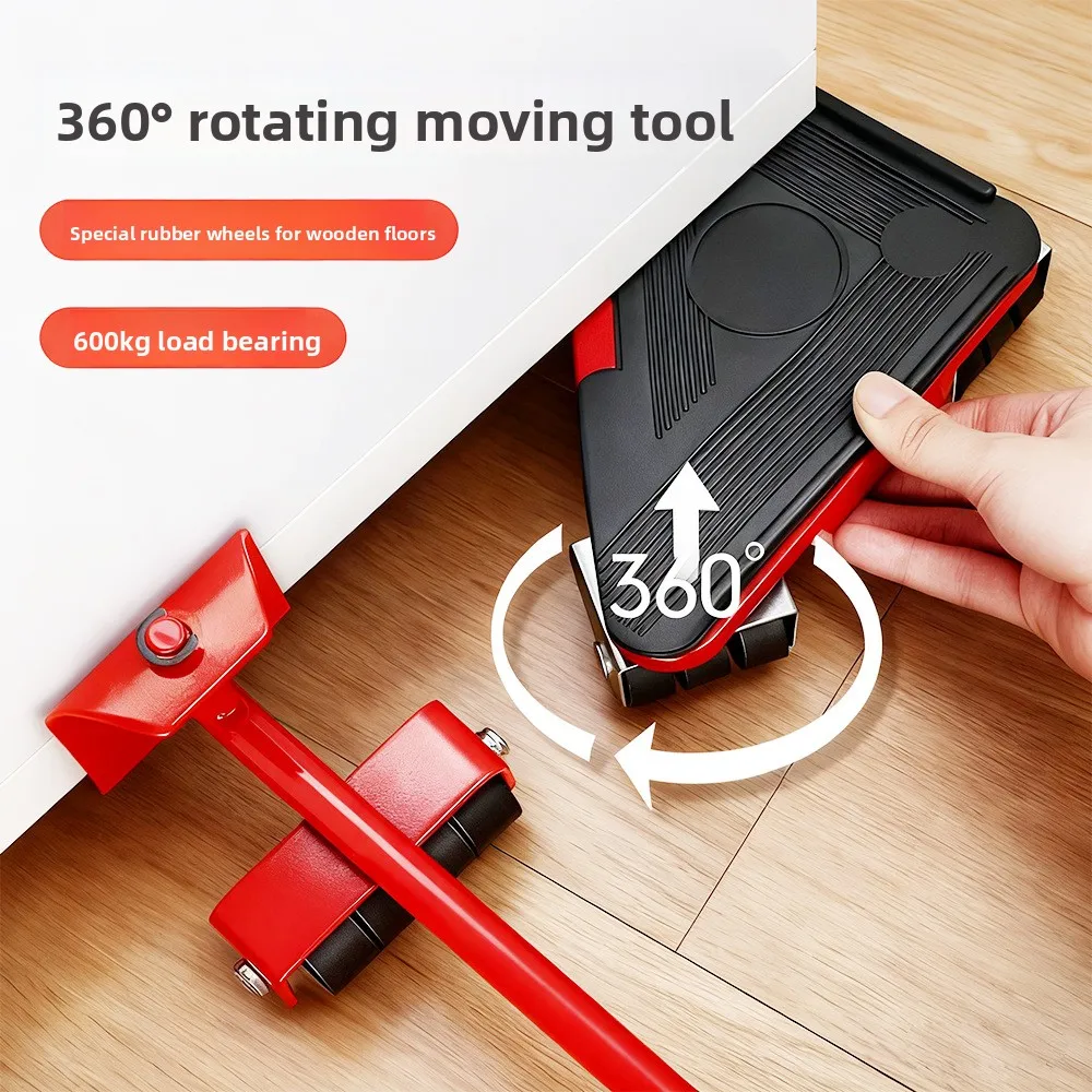 5-Piece Furniture Mover Tool Set with Lifter and 4 Wheel Rollers for Moving Heavy Objects Effortless Home Use Outdoor Camping