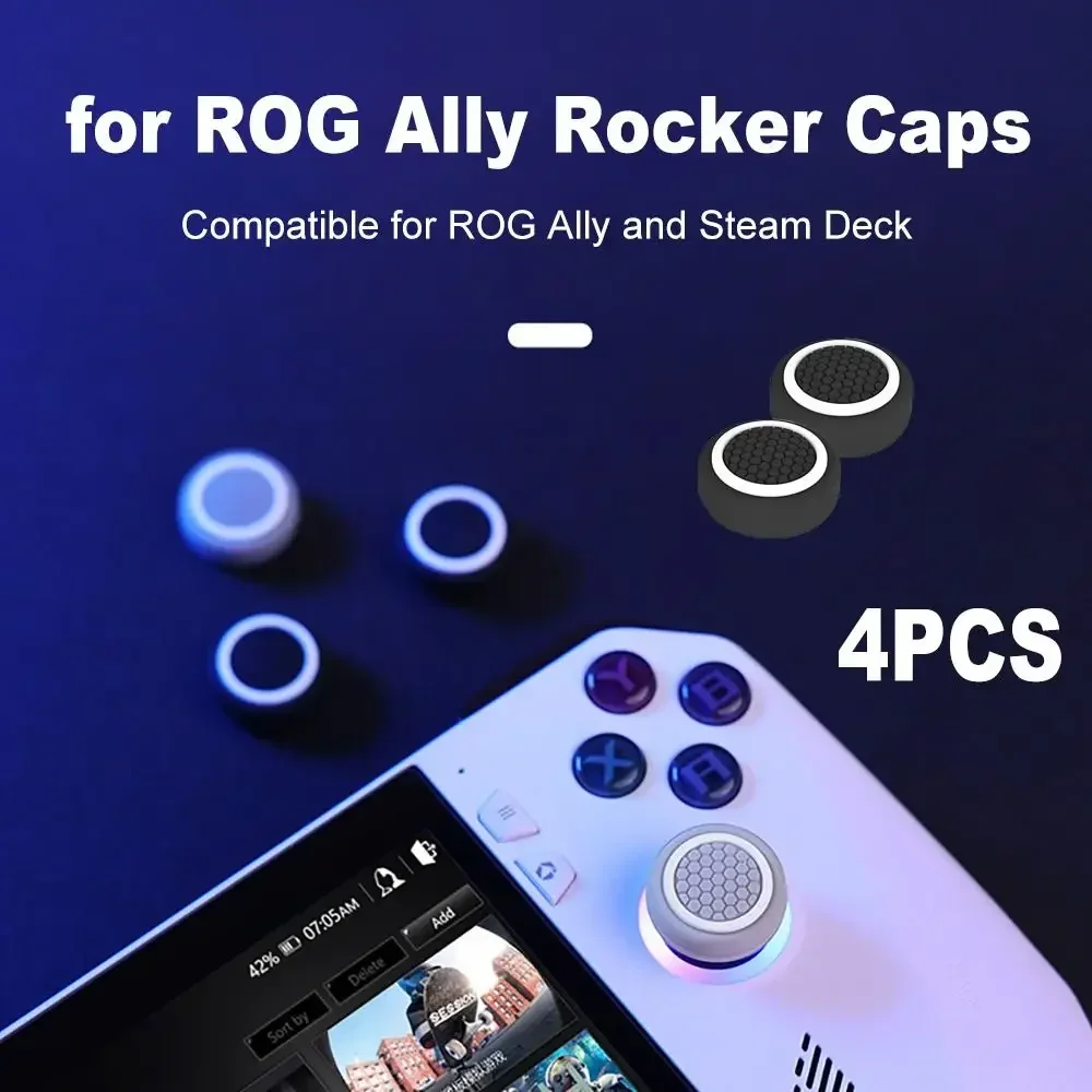 4pc Rocker Caps Silicone Joystick Cover Handheld Console Game Controller Stick Thumb Grip Anti Slip for Asus ROG Ally/Steam Deck