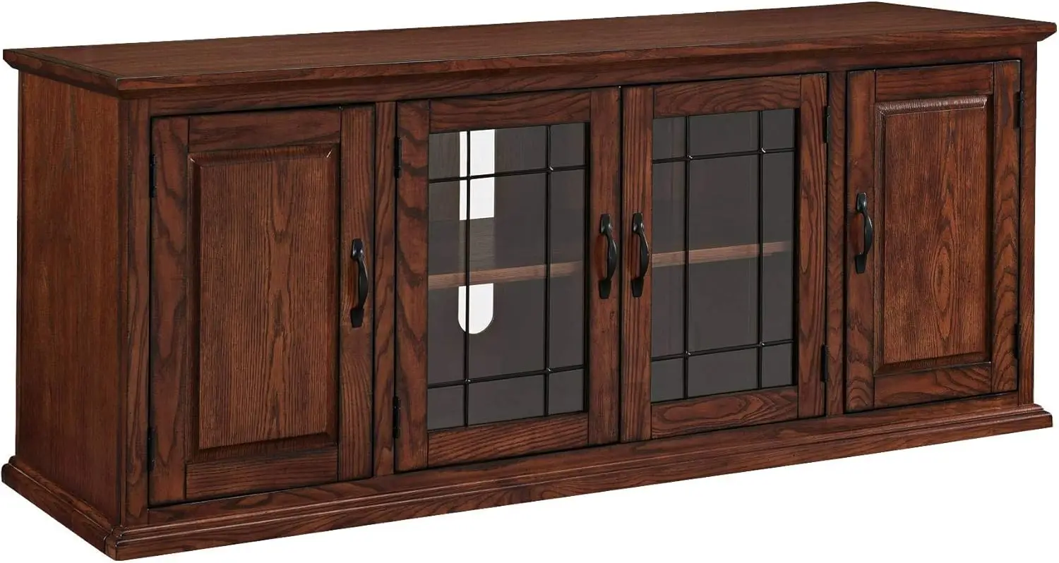 

Leick Home 80360 Leaded Glass TV Stand For 65" TV's, Burnished Oak