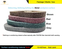 10 pcs 13*457mm Non-woven Nylon Abrasive Sanding Belt for Stainless Steel Metal Striping Deburring  profile Sanders Dynabrade