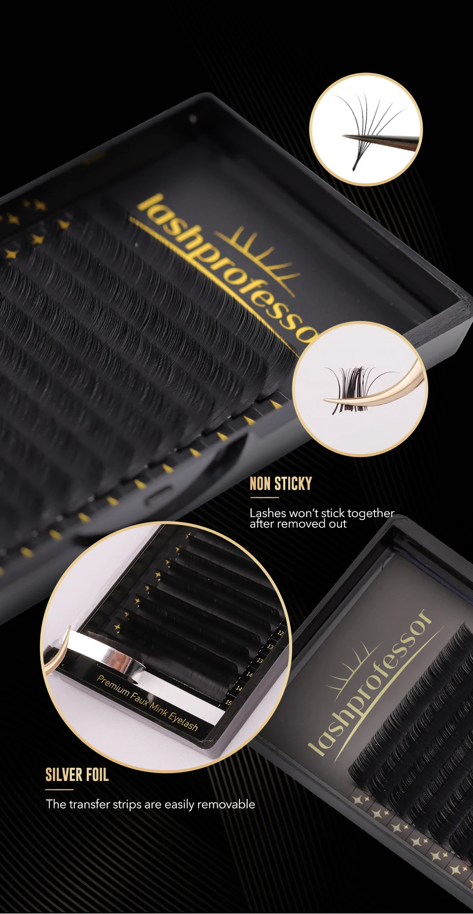 Lashprofessor 16 Reihen Russische Volumen Wimpernverlängerung 0,03/0,05/0,07/0,1 Individuelle handgemachte Seide Nerz falsche Wimpern Kneiffächer – Detail 8