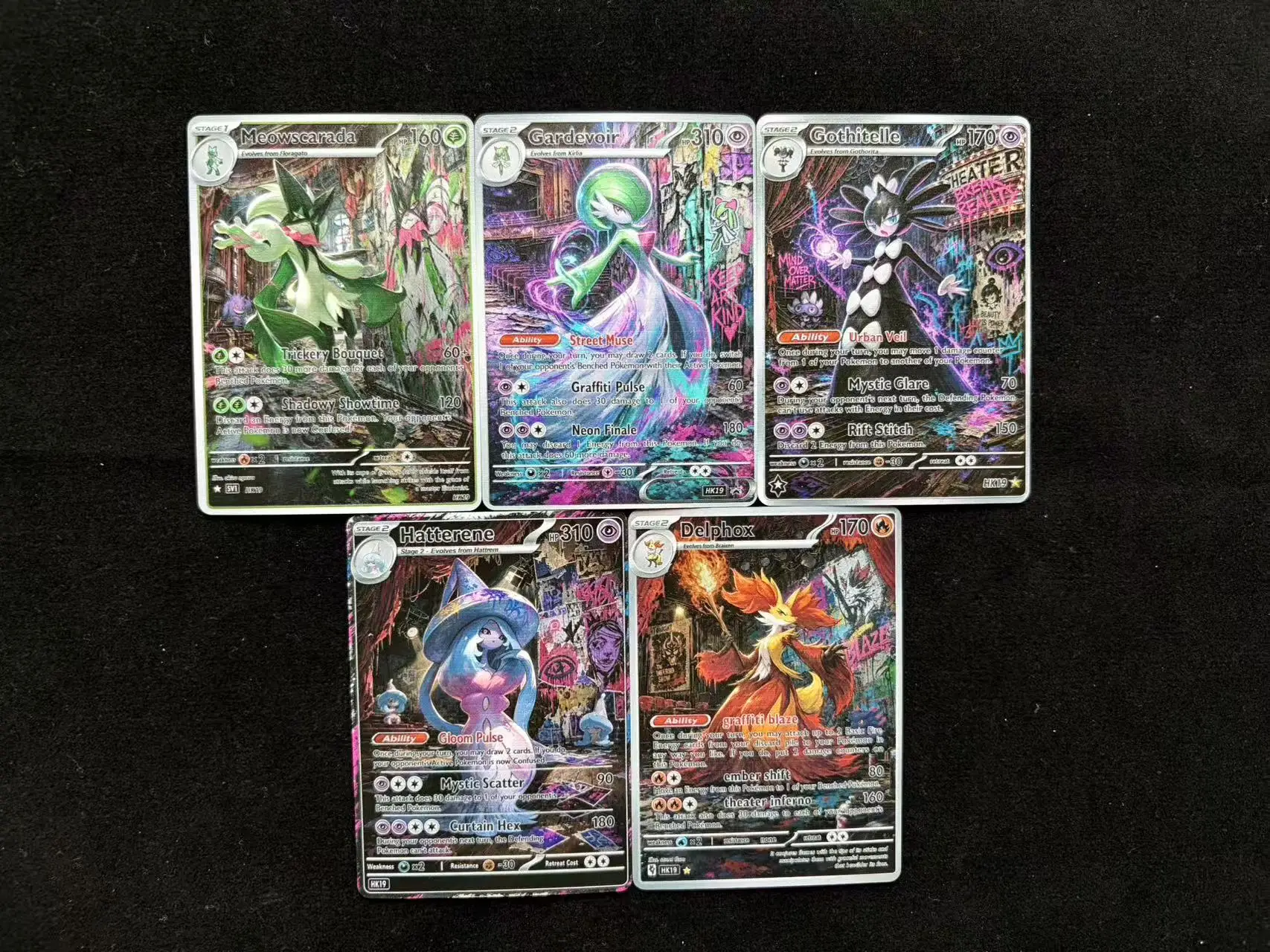 PTCG Cards Holo Rare Cards Gardevoir Gothitelle Hatterene Delphox PTCG Cards Gift Collection PKM DIY Gift