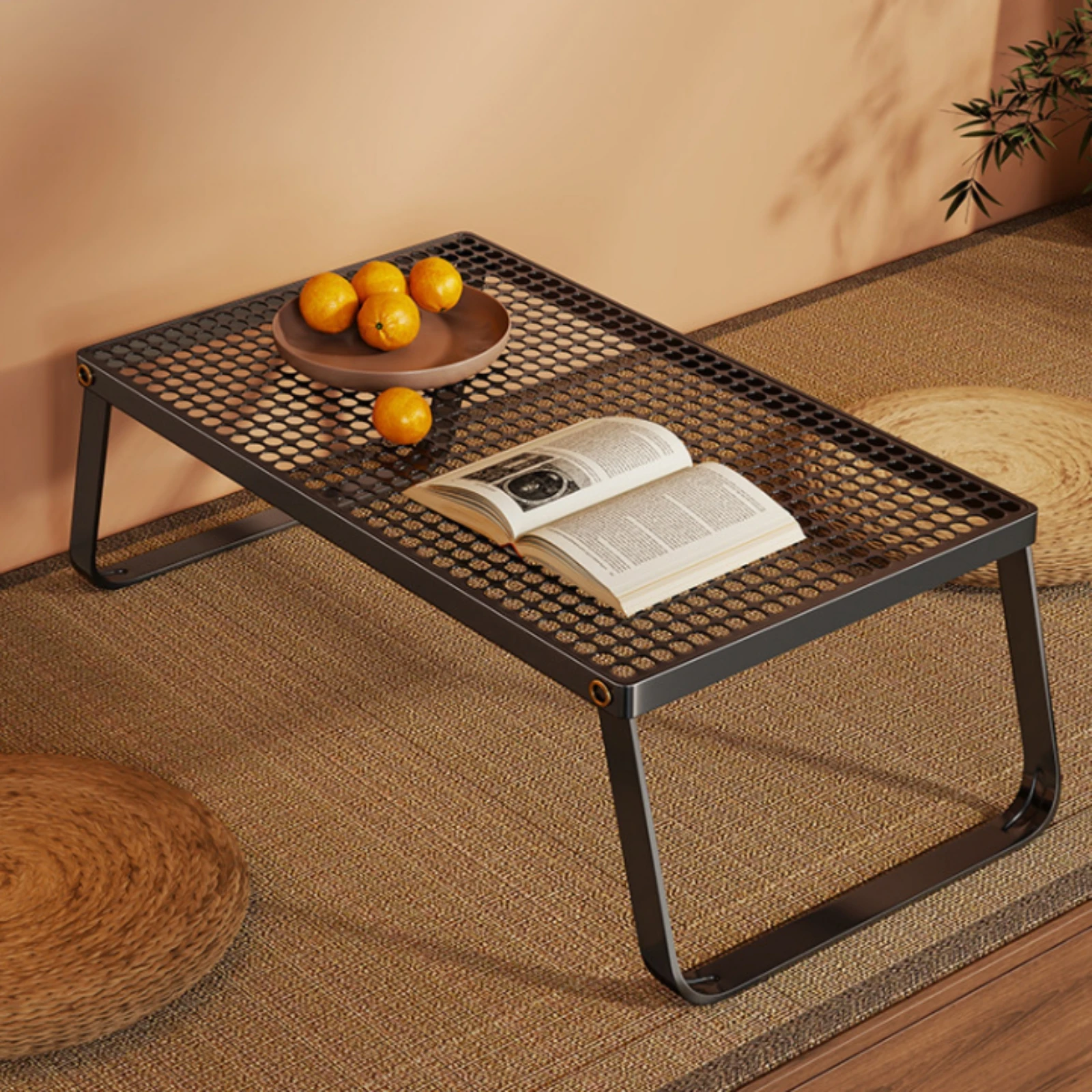 Folding Table Foldable Tea Table Low-Height Rectangular for Tatami Room, Balcony