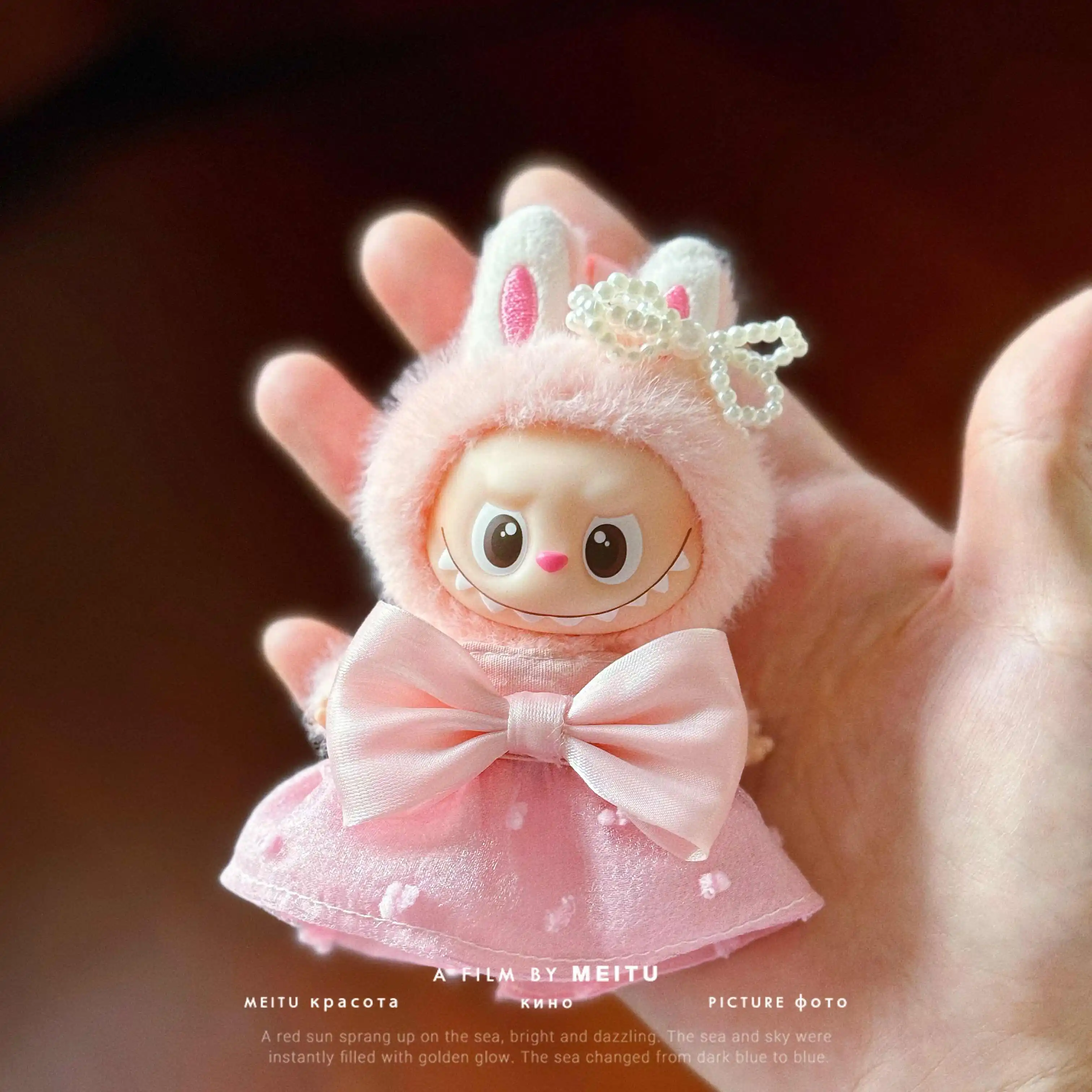 

For Labubu V4 Pin For Love Clothes Sweet Pin Bow Dress With Pearl Headpiece Set Mini Doll Clothing Fashion Doll Accessories Gift