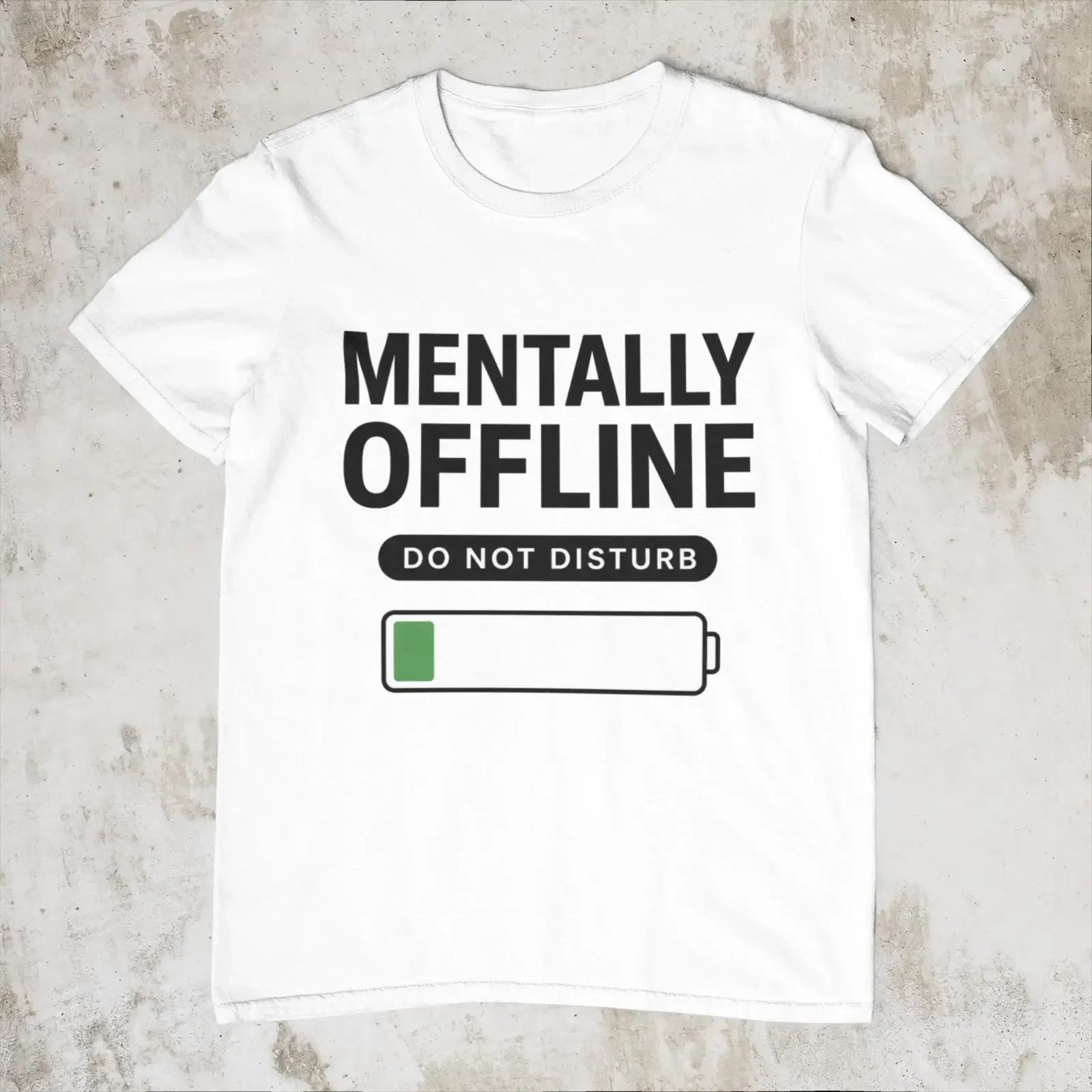 Mentally Offline Do Not Disturb Funny Introvert T Shirt Social Battery Low Casual for Him Her vintage Washed Versatile