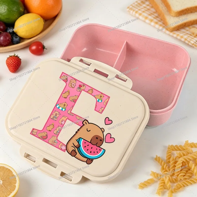 Capibara Large Capacity Bento Box for Boys Girls Anime Cartoon Printed Lunch Bag Student Picnic Portable Food Storage Container view 4