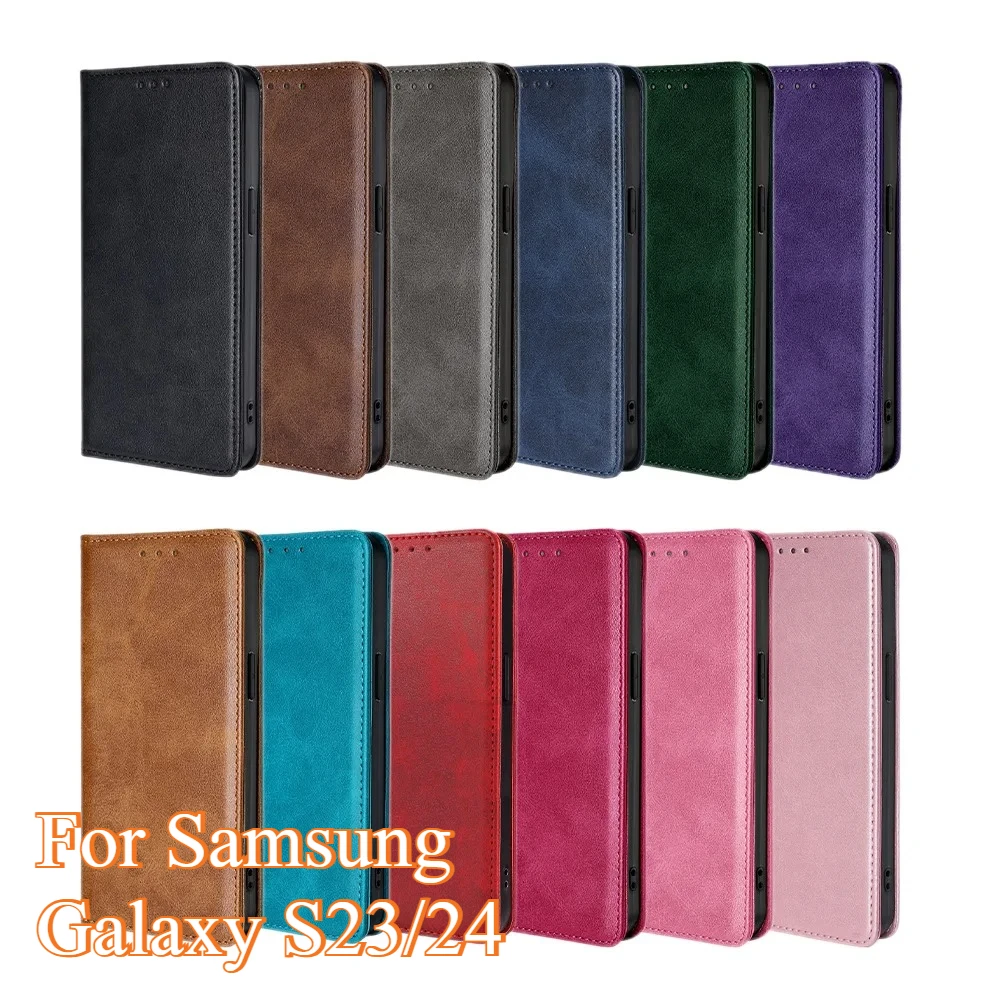 

Wallet Cover Flip Case for Samsung Galaxy S23 S24 S25 Plus Cases Kickstand Coque S23 S24 Ultra Card Slot Cases Luxury Hard Shell