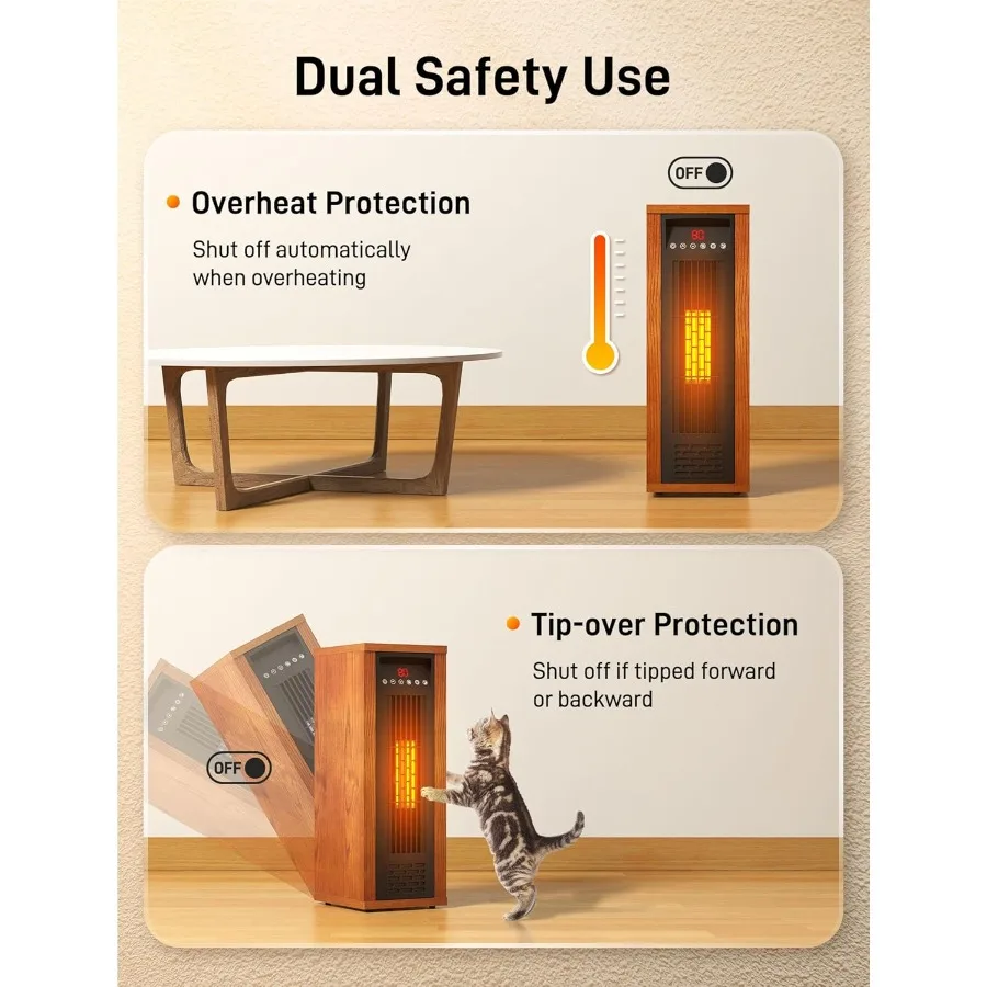 سخان الفضاء بالأشعة تحت الحمراء 1500 واط PTC سخانات كهربائية محمولة سريع هادئ التدفئة برج سخان الغرفة لغرفة النوم مكتب المنزل الطاقة-E #5