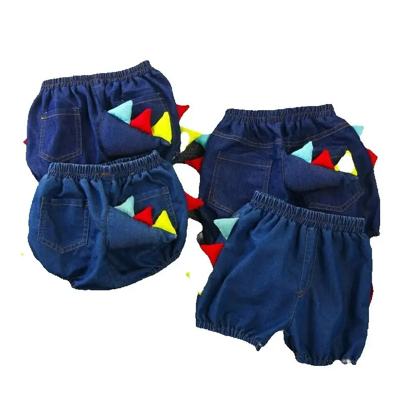 

2025 New Children's Denim Shorts Boys Dinosaur Tail Cartoon PP Pant Cute Look Cotton Bread Short Toddler Girls Cowboy Briefs