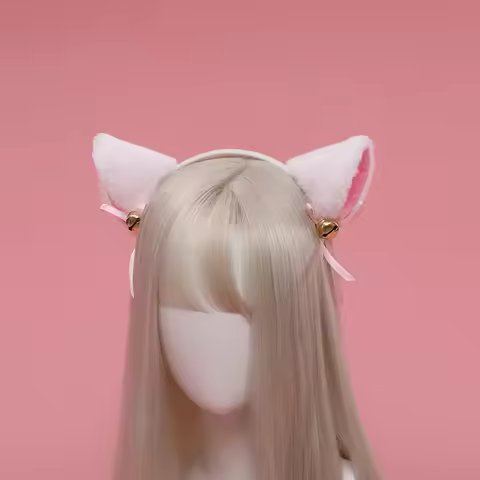 Novelty Animal Anime Faux Fur Fox Wolf Bear Cat Dog Ears Headband with Bells Halloween Lolita Headpiece Cosplay