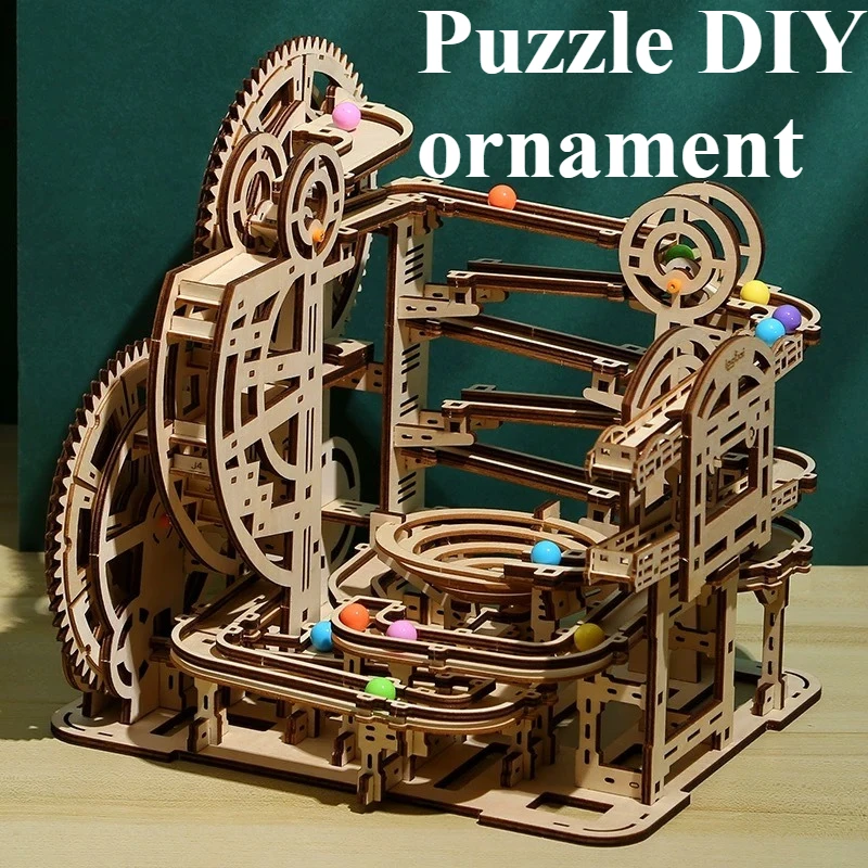 

New 3D Puzzle Handmade Splicing Track Maze Wooden Ornament Space-time Tunnel Model Decoration Gift Wood DIY Crafts