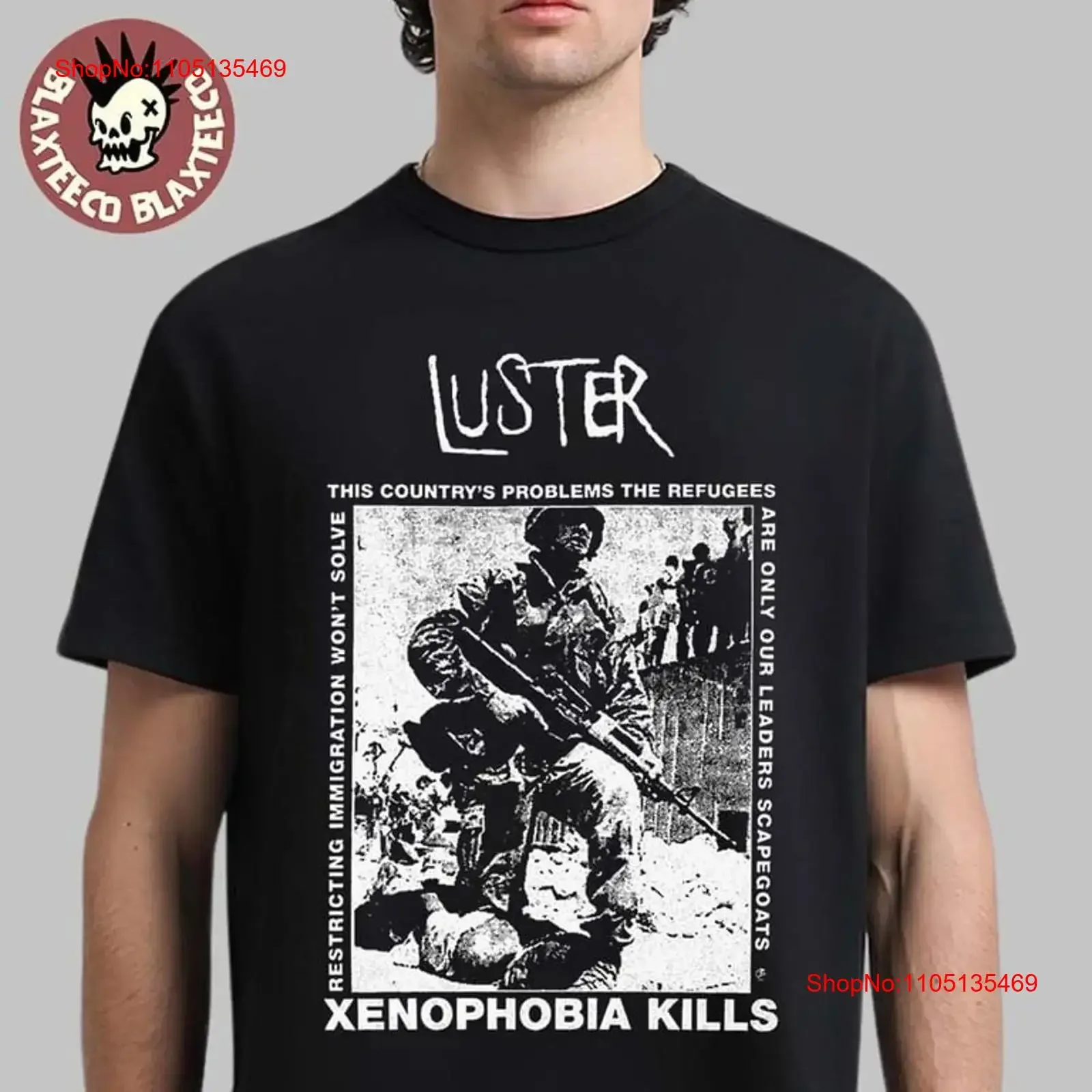 

Luster Xenophobia Kills T Shirt vintage Washed streetwear designer clothes homme Casual Breathable Top For Everyday Wear