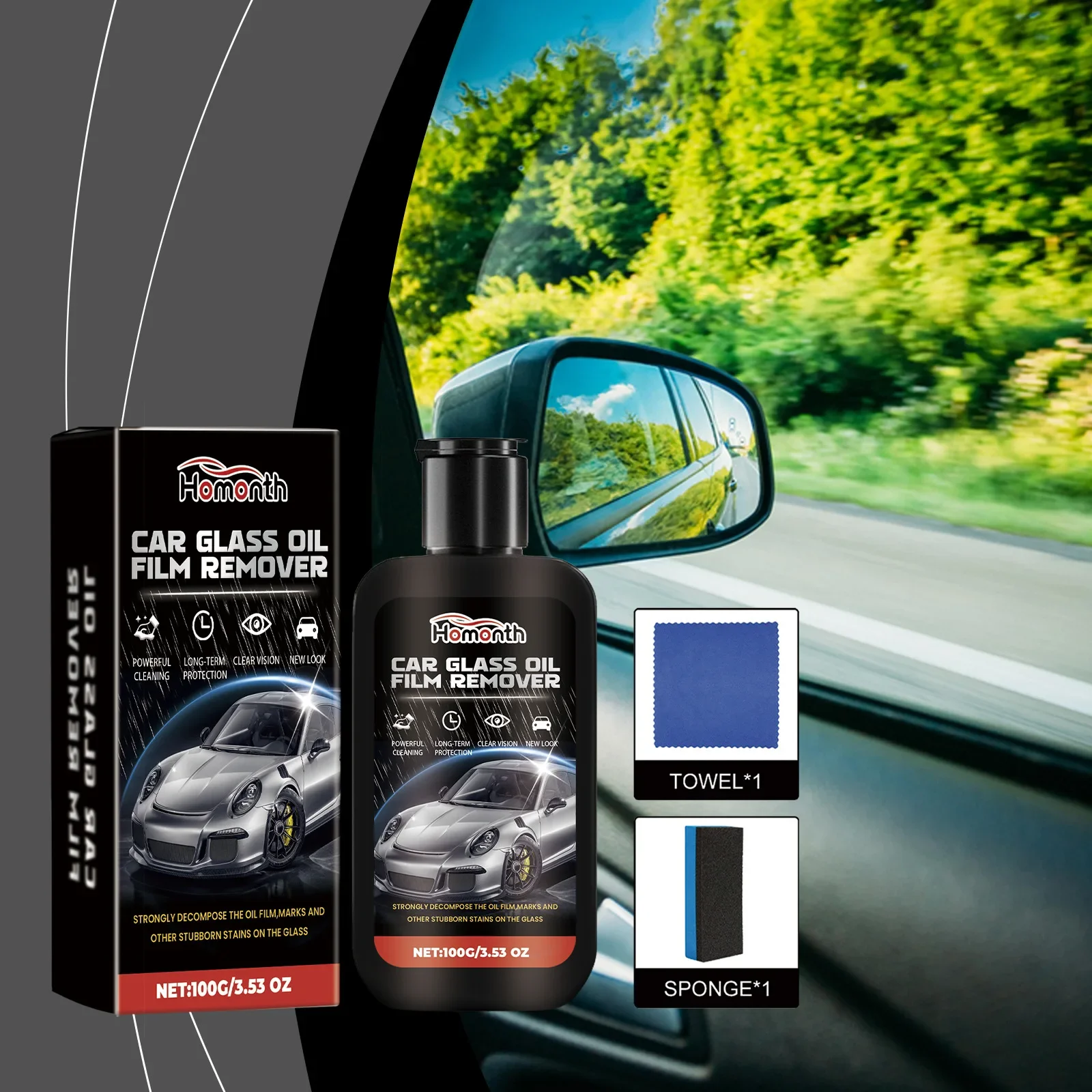 

Auto Windshield Coating Cleaning Paste - Aids in Decontaminate Waterproof Rainproof Remove Grease Easy To Use Fast Cleaning